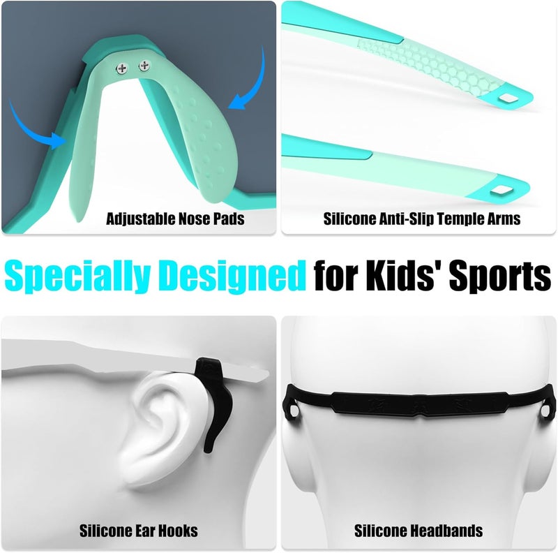 Xtiger Kids Sunglasses Polarized Youth Baseball Sunglasses for 8-14 boys girls UV400 Sports Softball Cycling Glasses - Image 5